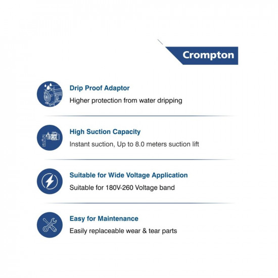Crompton MINI CHAMP PLUS I Residential Water Pump Self Priming Regenerative 1 HP Single Phase