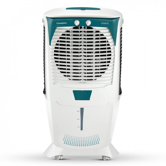 Crompton Ozone 55-Litre Inverter Compatible Desert Air Cooler with Honeycomb Pads for Home and Commercial (White and Teal)