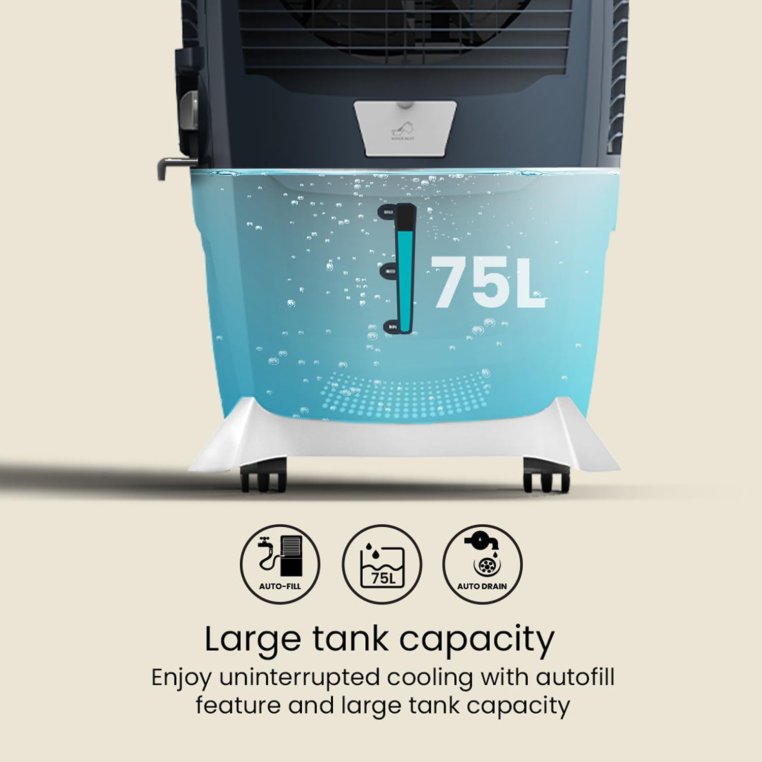 Crompton Ozone Royale 75 Litres Desert Air Cooler for home Large Easy Clean Ice Chamber High Density Honeycomb Pads Everlast Pump Humidity Control Auto Fill Drain Function