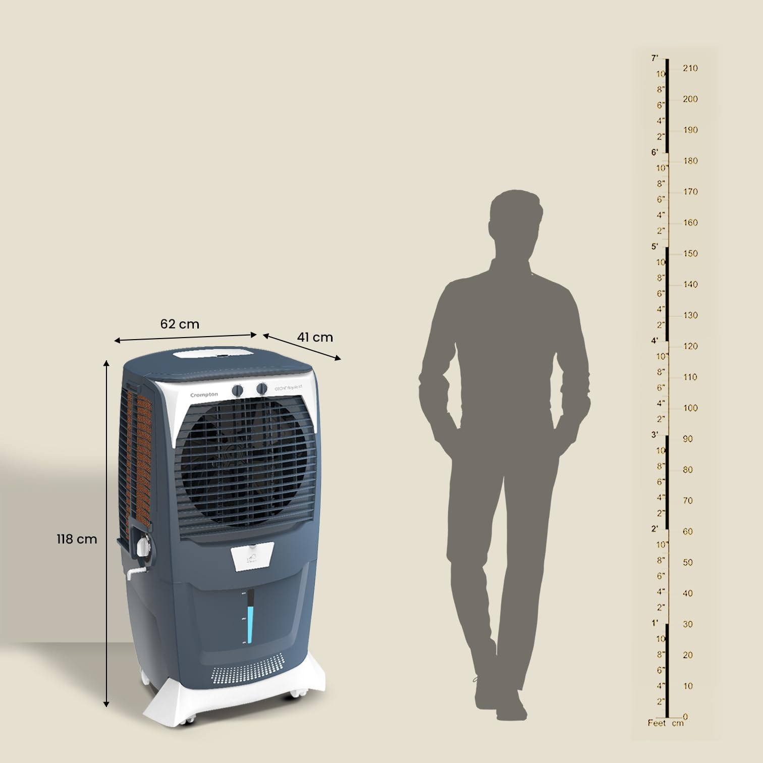 Crompton Ozone Royale 75 Litres Desert Air Cooler for home Large Easy Clean Ice Chamber High Density Honeycomb Pads Everlast Pump Humidity Control Auto Fill Drain Function