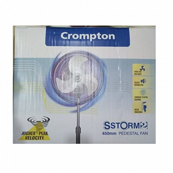 Crompton Storm 450 mm High Speed Pedestal Fan 1400RPM Black