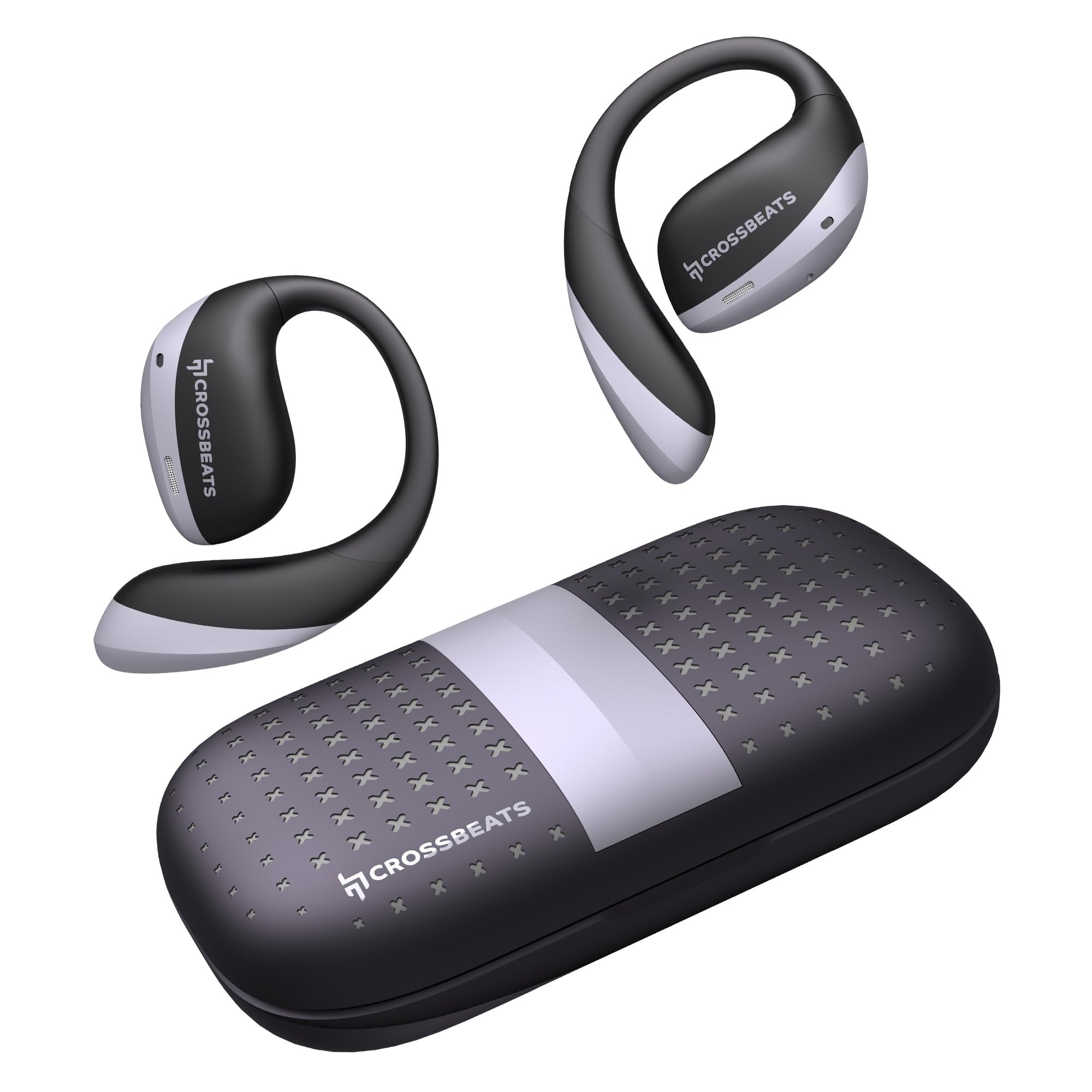 CrossBeats Arc Buds OWS Open Ear Wireless Earbuds  Spatial Audio Headphones  Head Tracking  Gaming Bluetooth Earphones  100hr Playtime  142mm Drivers IPX5 Rating Type-c Fast Charging Black