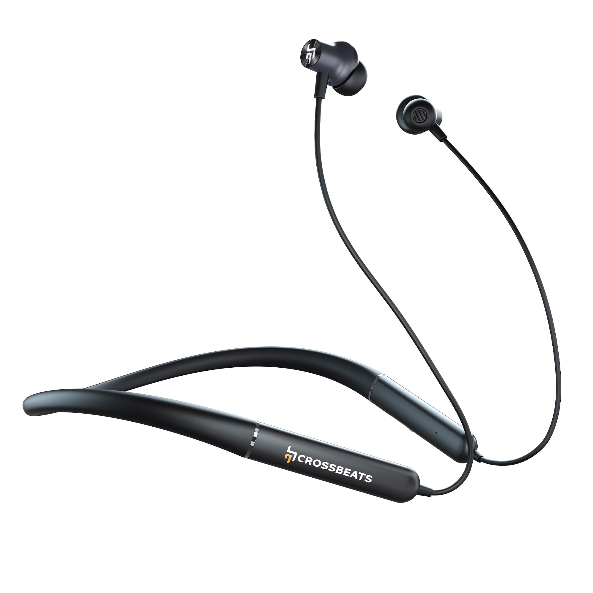 CrossBeats Shuffl ANC Neckband Bluetooth Wireless in Ear Earphones  Dual Device Pairing  AI ENC  142mm Drivers 120Hrs Playtime Magnetic Hall Switch Ear Buds 40ms Low Latency  BT v54 Black