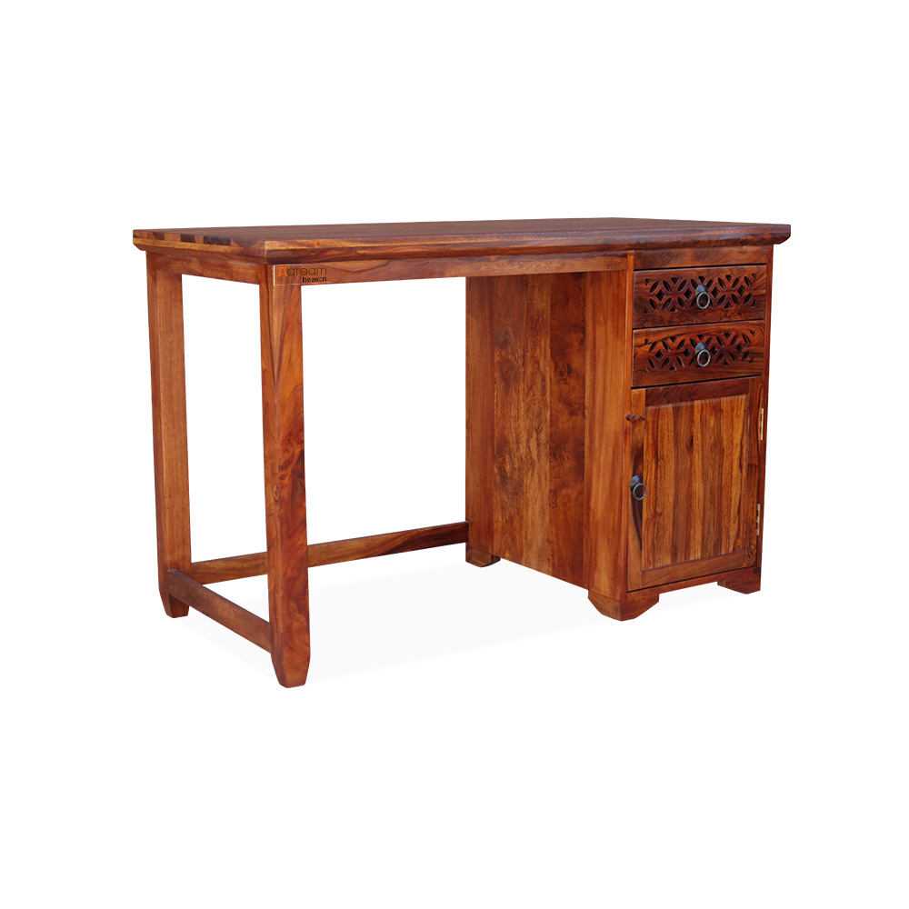 Aaram By Zebrs  Solid Sheesham Wood Study Table with Chair for Students Laptop Office Desk Workstation Writing Table  Furniture (Walnut Finish)