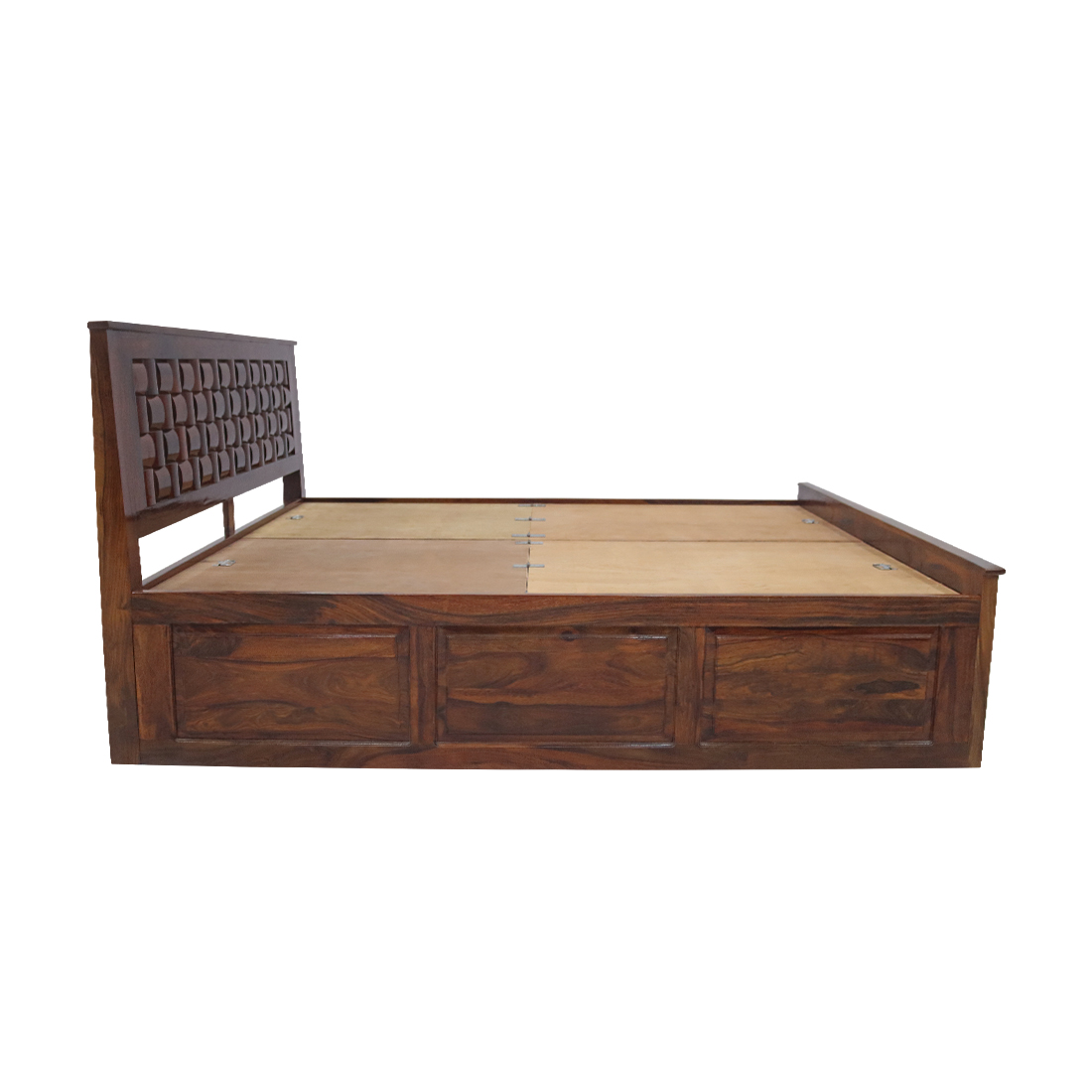 AARAM Wooden  Double Bed with Bottom Storage