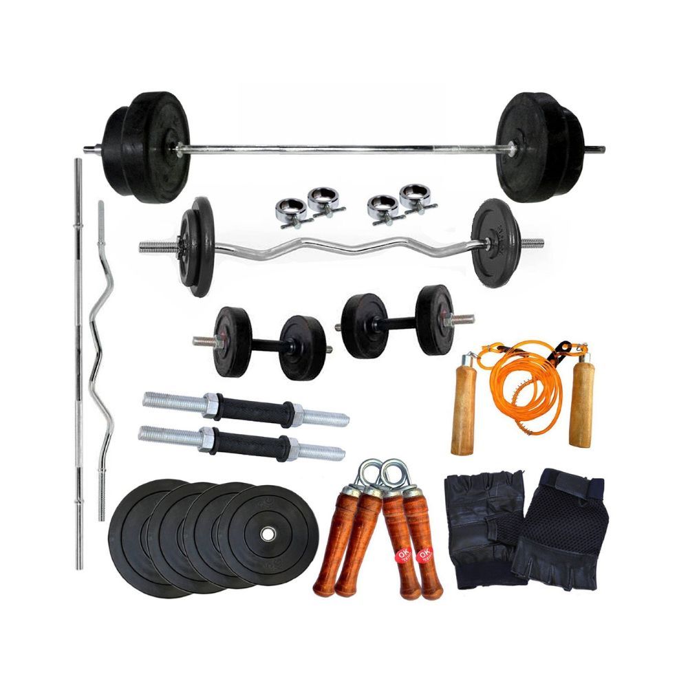 Decorvaiz PVC Dumbbell Set with Accessories (Combo of 4) (Multicolour) - Adjustable