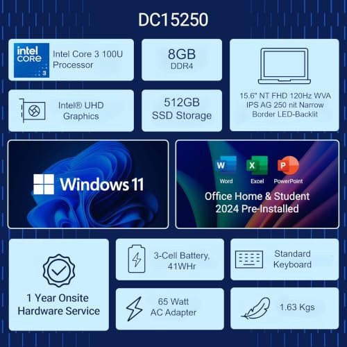 Dell 15 Previously Inspiron 13th Gen Intel Core i5-1334U Processor 156 FHD 120Hz IPS Anti-Glare Display 8GB DDR5 RAM 512GB SSD Win 11 Office HS 2024 Silver 163 Kg Thin Light Laptop - Image 2