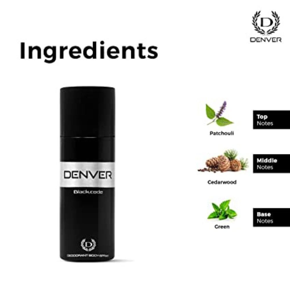 Denver Gift Pack Set - Black Code Deodorant(150ML) + Black Code Perfume(60ML) for Men