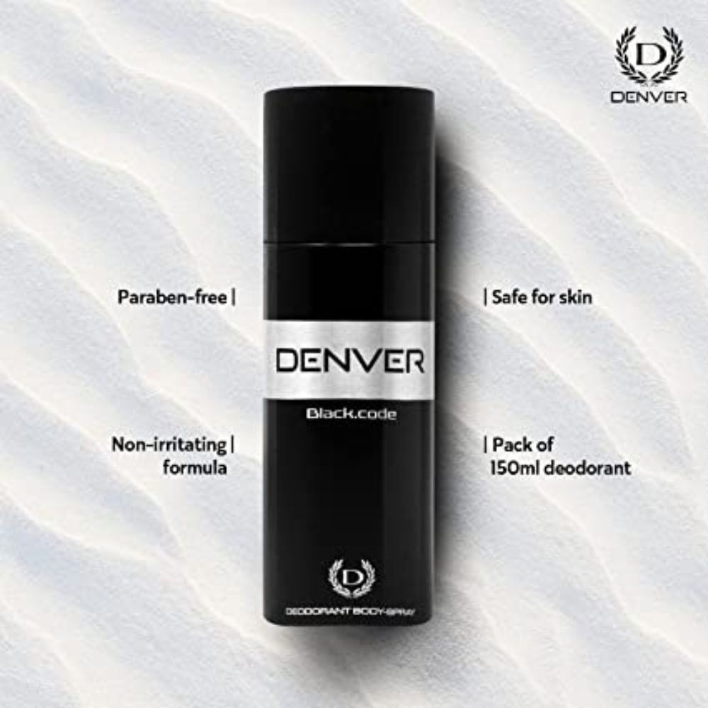 Denver Gift Pack Set - Black Code Deodorant(150ML) + Black Code Perfume(60ML) | Long Lasting Deo Perfume Scent for Men