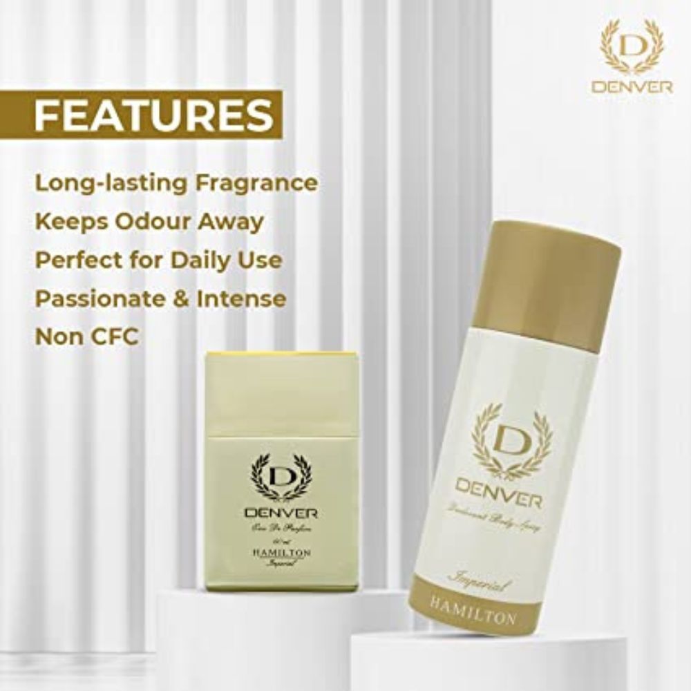 Denver Gift Set Hamilton Imperial Deodorant 165ML + Perfume 60ML | Long Lasting Perfume Scent Deo for Men