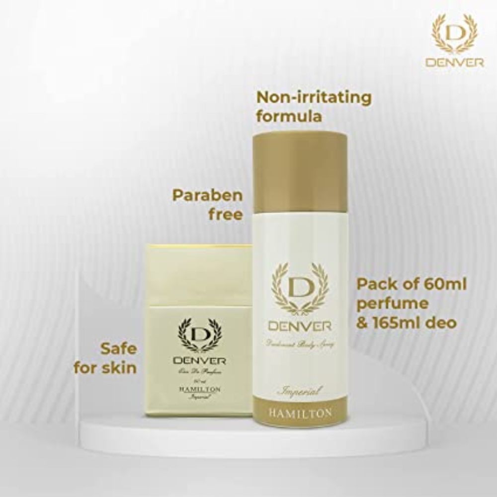 Denver Gift Set Hamilton Imperial Deodorant 165ML + Perfume 60ML | Long Lasting Perfume Scent Deo for Men