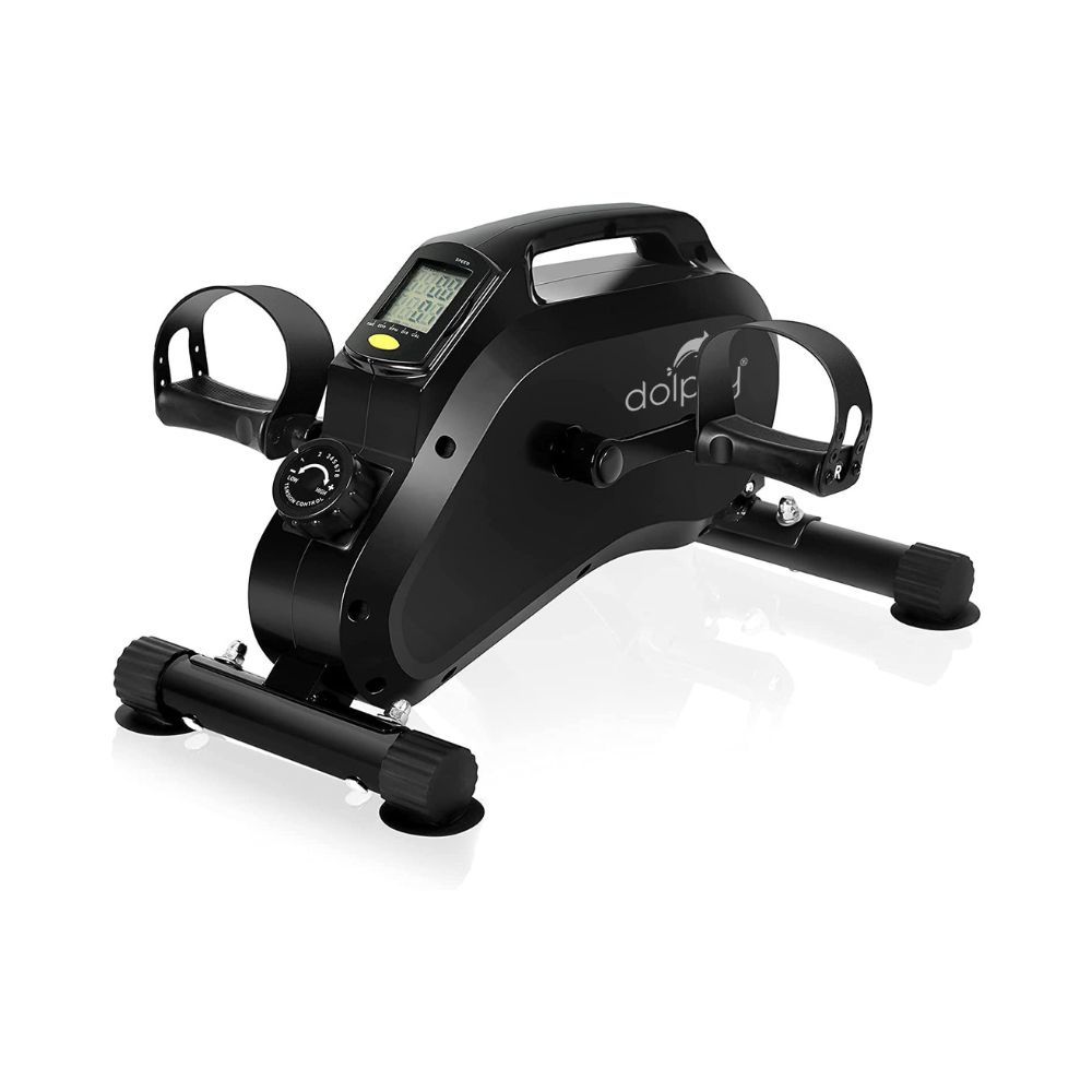 Dolphy Portable Mini Magnetic Under Desk Bike Pedal Exerciser Bike for Leg and Arm, Foot Cycle with LCD Display (Black)