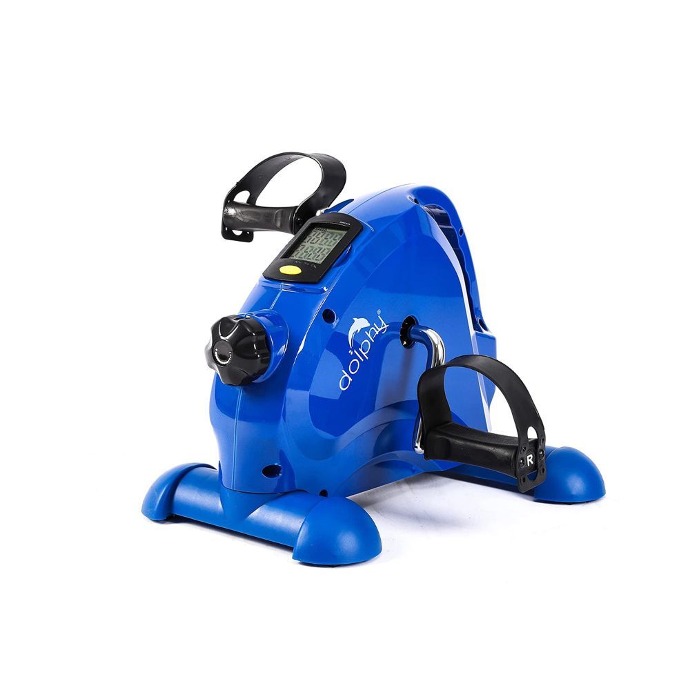 Dolphy Portable Under Desk Mini Pedal Bike Exerciser Foot Cycle Arm and Leg Machine with LCD Screen Displays (Blue)