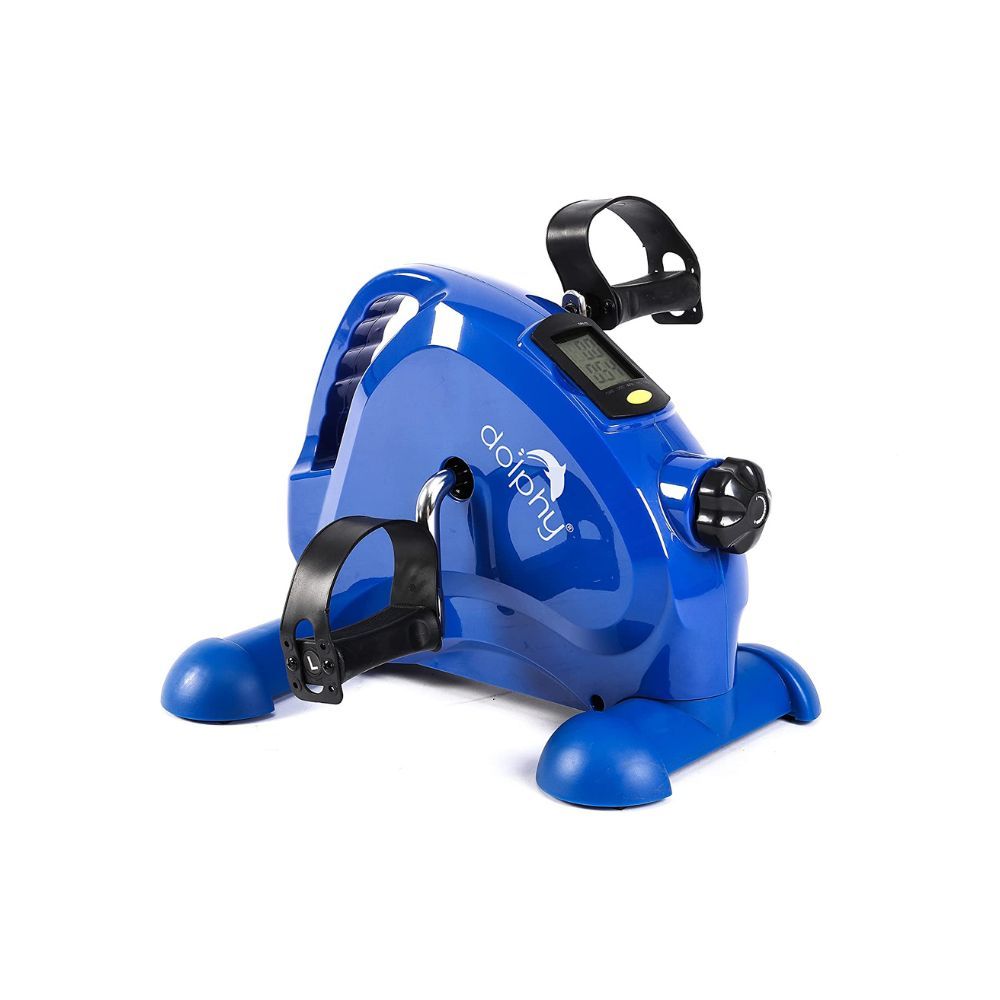 Dolphy Portable Under Desk Mini Pedal Bike Exerciser Foot Cycle Arm and Leg Machine with LCD Screen Displays (Blue)