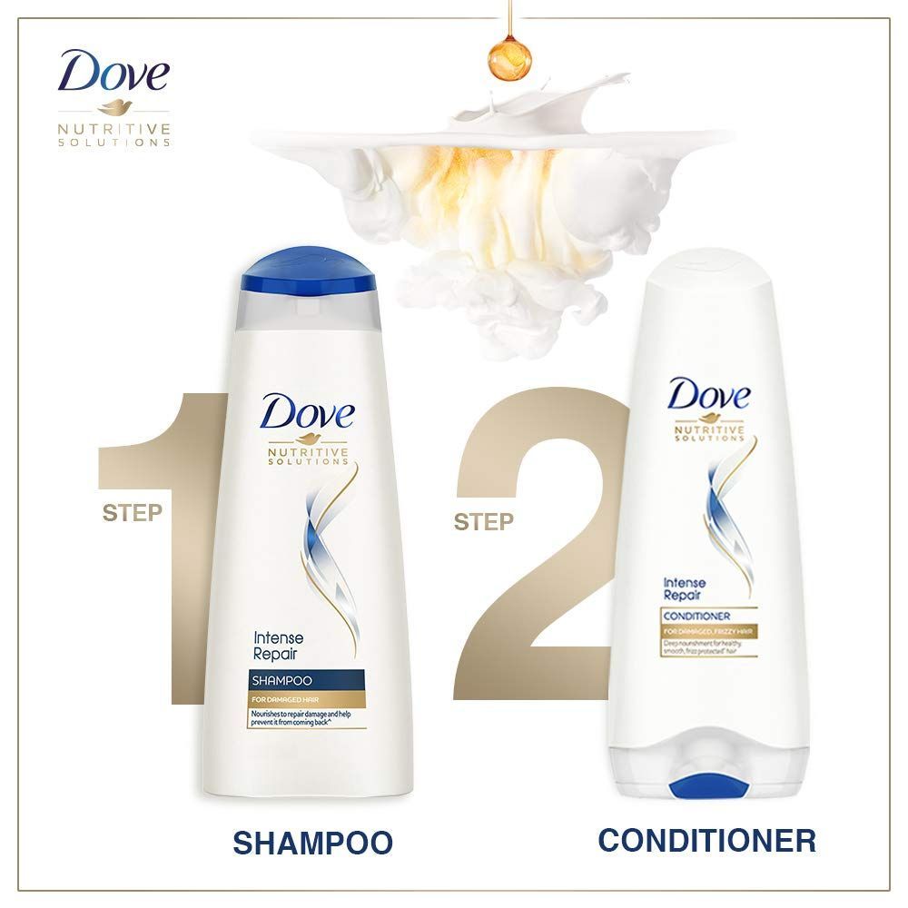 Dove Intense Repair Shampoo 1 L, Repairs Dry and Damaged Hair, Strengthening Shampoo for Men & Women