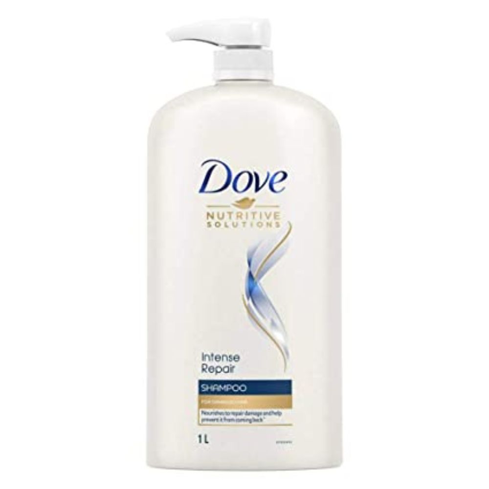 Dove Intense Repair Shampoo 1 L, Repairs Dry and Damaged Hair, Strengthening Shampoo for Men & Women