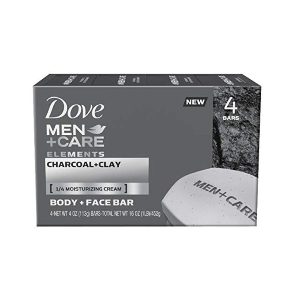 Dove Men+Care Elements Body and Face Bar Charcoal + Clay 4 oz, 4 Bar