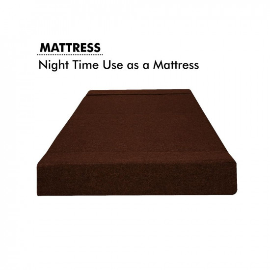 Dr. Smith Orthopedic Mattress Sofa Com Bed for Home - 3 Seater | 5X6' Feet, Brown Color | Perfect for Guests - Jute Fabric Washable Cover