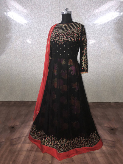 Buy Stylish Fashion Drashti Dhami Red And Beige Neck Embroiderd Anarkali  Suit at Amazon.in
