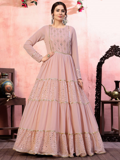 Indian Designer Turquoise Embroidered Long Silk Anarkali Gown – Cygnus  Fashion