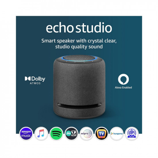 Echo Studio- Our best-sounding smart speaker ever - With Dolby Atmos, spatial audio processing technology, and Alexa (Black)