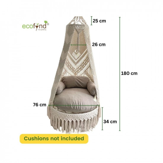 ecofynd Premium Luxury Macrame Swing Hammock for Adults & Kids, Large Chair Jhula Relax for Indoor, Outdoor, Balcony, Deck, Patio, Living Room, Home (BH017)