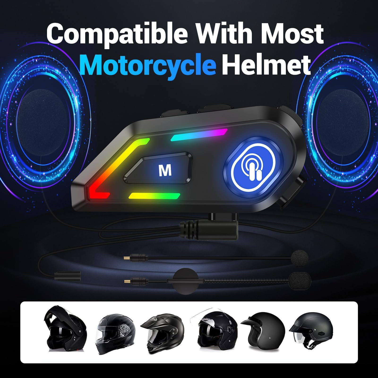 EDYELL Motorcycle Helmet Bluetooth on ear Headset Connects to 2 Phones at The Same Time Using Music  GPS IP67 Waterproof Supports Android  iOS Compatible with All Helmets Gift for Motorcycle