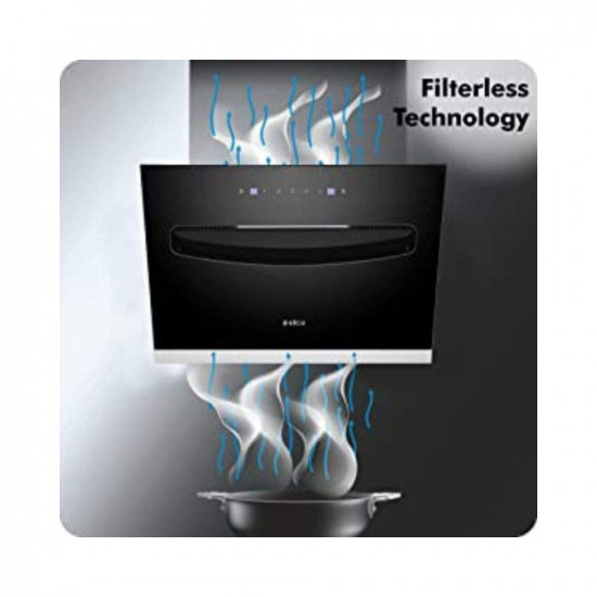 Elica 60 cm 1200 m3/hr Filterless Kitchen Chimney with 15 Years Warranty (EFL-S607 LTW VMS, Motion Sensor Control, Black)