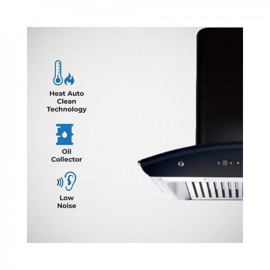 Elica 60 cm 1425 m3/hr Autoclean Kitchen Chimney with 15 Years Warranty (WD TBF HAC 60 MS NERO, 2 Baffle Filters, Touch + Motion Sensor Control, Black)