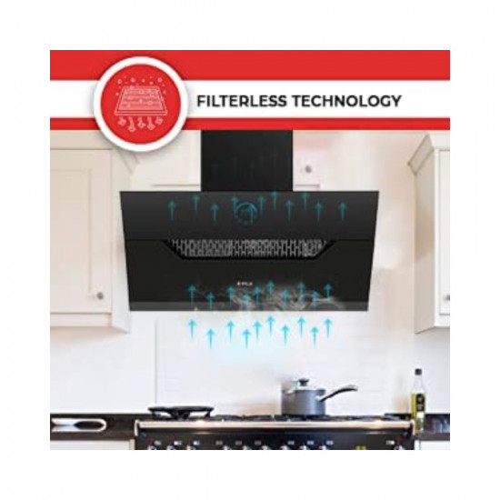 Elica 90 cm 1350 m3/hr Filterless Auto Clean Angular Chimney with 15 Years Warranty (EFL 107 HAC LTW VMS 90, Touch + Palm Sensor Control, Black)
