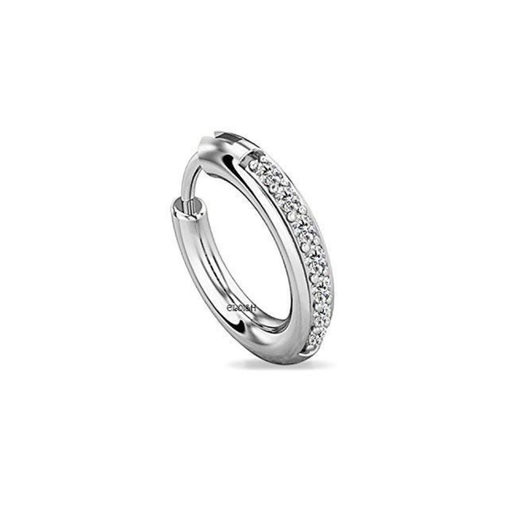 ELOISH 92.5 Sterling Silver Nose Ring for Women. 92.5% Pure Silver CZ Studded Nose Ring for Girls (CZNOSERINGSILVER)