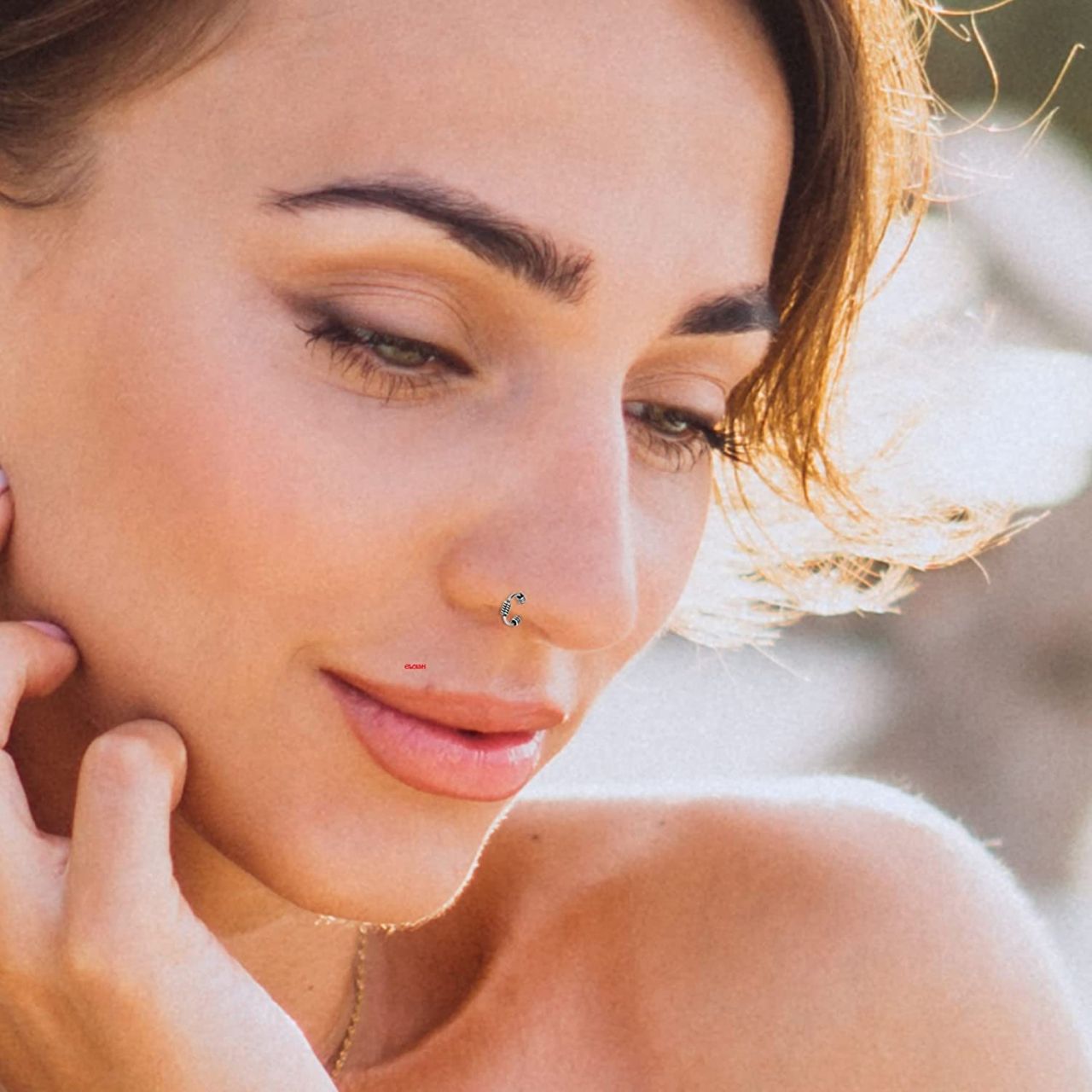 ELOISH 92.5 Sterling Silver Nose Rings for Women. 92.5% Pure Silver Nose Ring for Girls (SILVER ORNAMENTS : 0.100 GRAMS) (7MM SMALL DIAMETER)