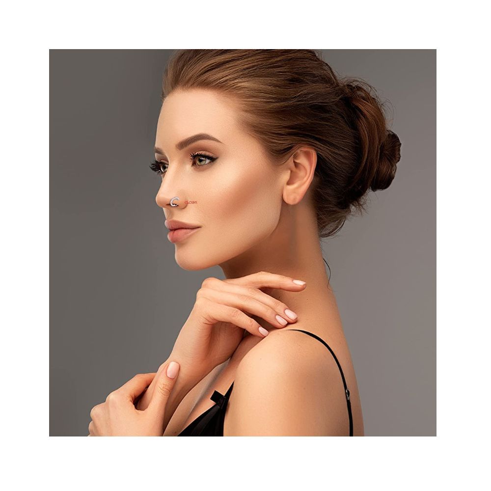 ELOISH 92.5 Sterling Silver Nose Rings for Women. 92.5% Pure Silver Nose Ring for Girls (Silver Ornaments : 0.200 grams)