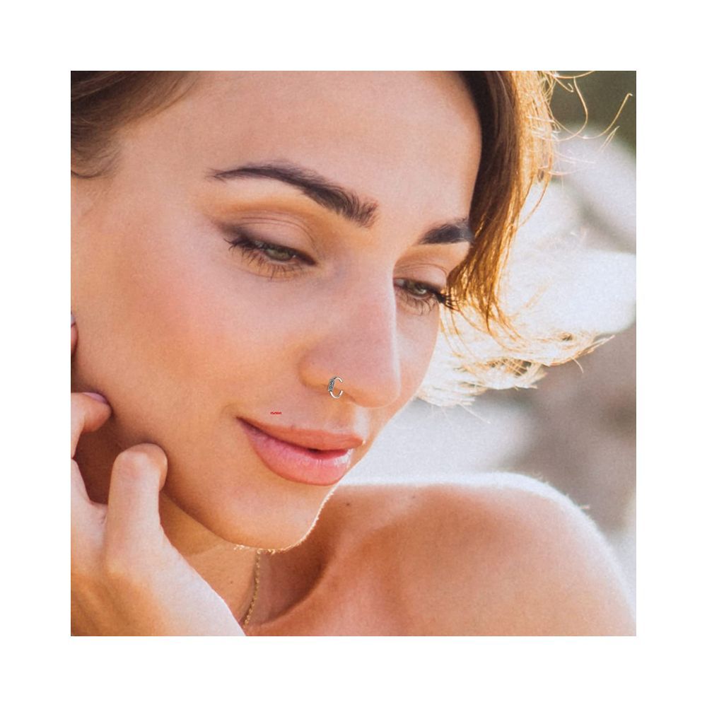 ELOISH 92.5 Sterling Silver Nose Rings for Women. 92.5% Pure Silver Nose Ring for Girls (SILVER ORNAMENTS : 0.200 GRAMS) (7MM SMALL DIAMETER)