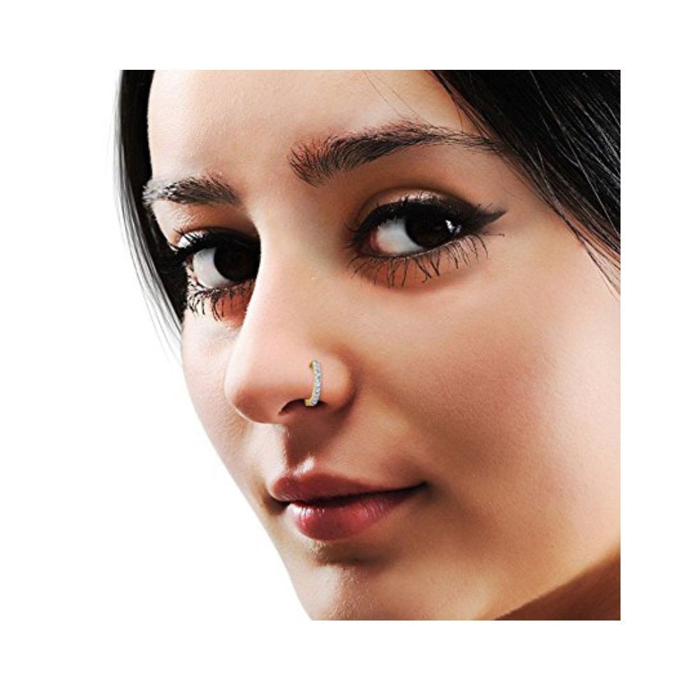 Buy clip on antique pressing loop nose ring with gold plating marathi nath