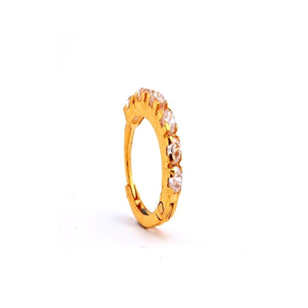 ELOISH Gold CZ Studded Metal Nose Ring for Women Girls