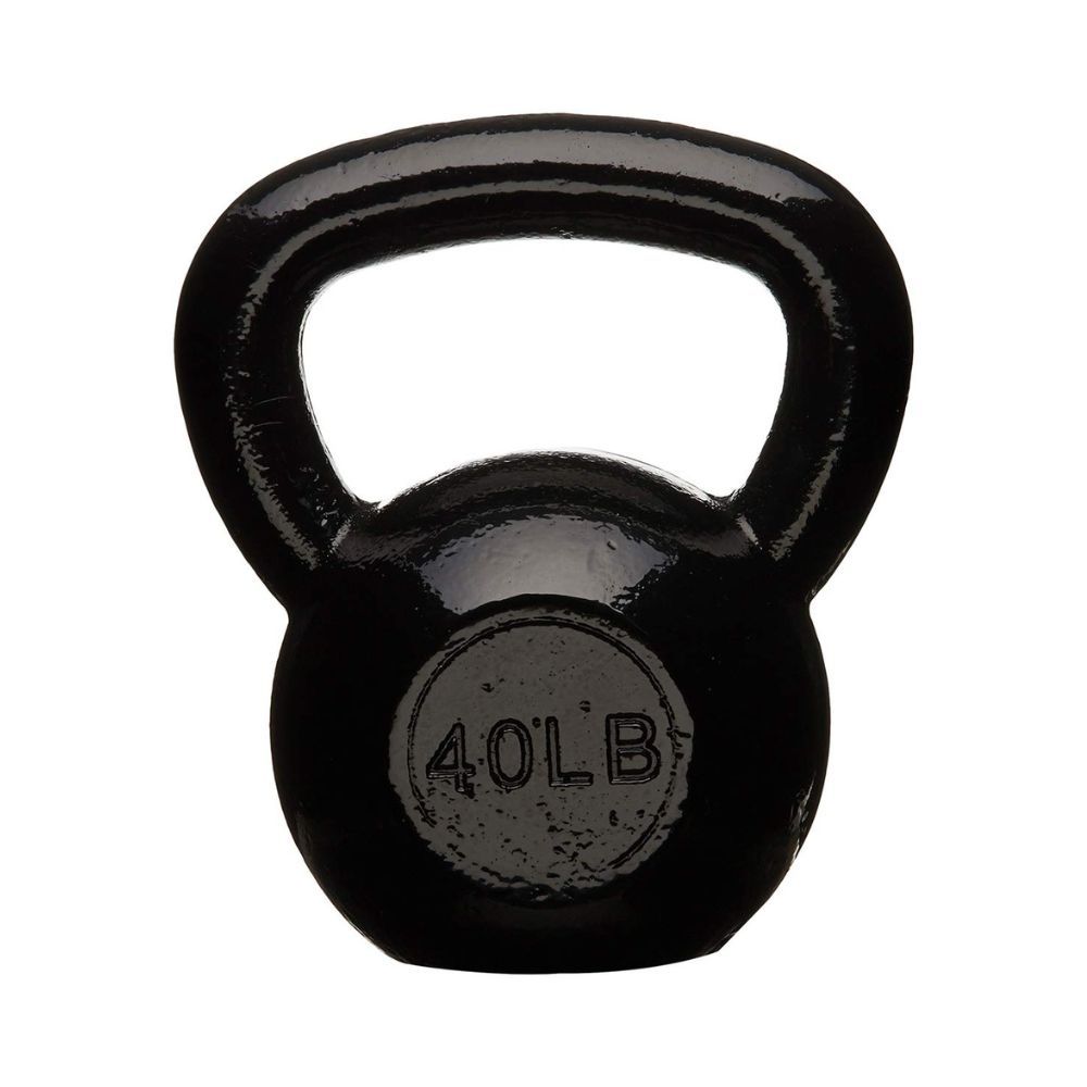 Enamel Cast Iron Kettlebell - 18 kg, Black