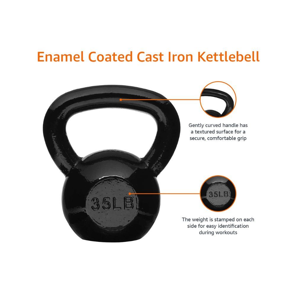 Enamel Kettlebell, 15.9 Kgs (35 pounds) Black