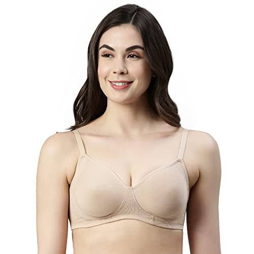 Enamor A042 Side Support Shaper Supima Cotton Everyday Bra - Non-Padded,  Wirefree & High Coverage PALESKIN