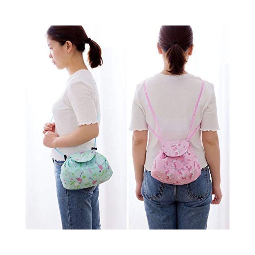 ERHETUS Stylish Portable Lazy Cosmetic Bag with Drawstrings