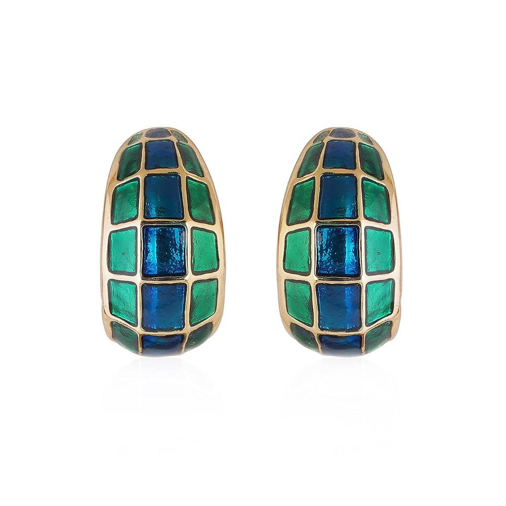 Estele 24 Kt Gold Plated Green and gold plates box trendy design studs for women