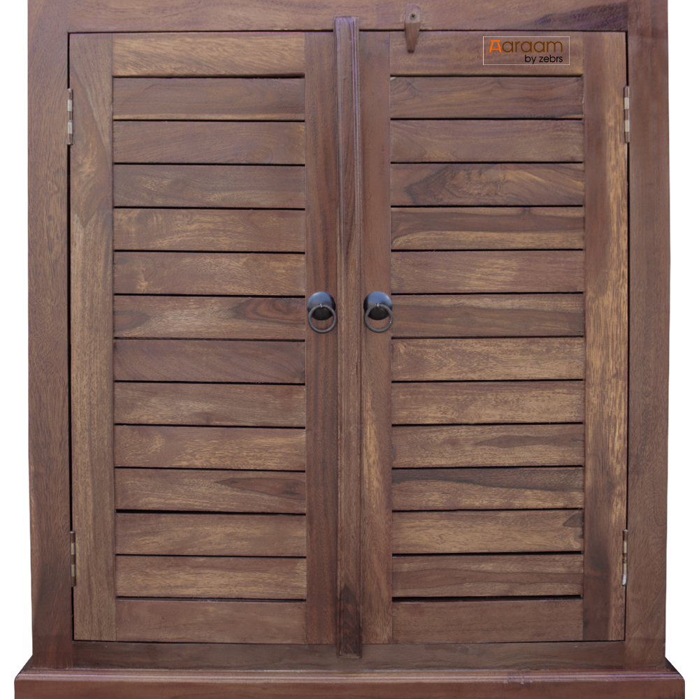 Aaram By Zebrs Sheesham Wooden Shoe  Rack Cabine 2 Drawers and 1 Door 4 Shelves