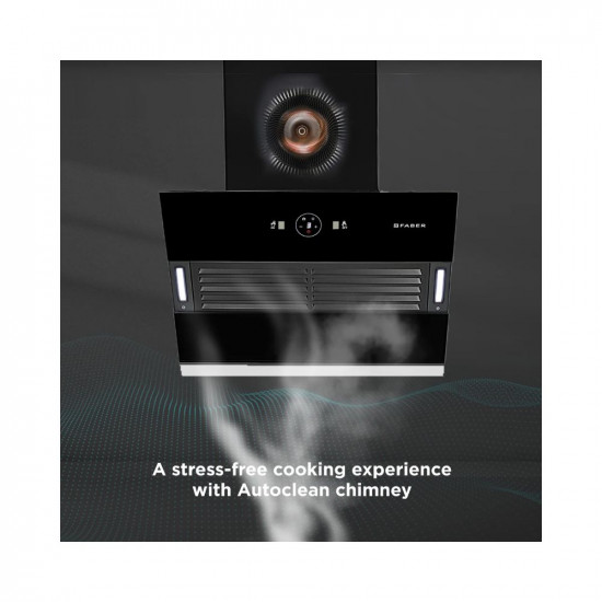 Faber 60 cm 1200 m3hr Slant Filterless Auto Clean Chimney 12Yr Warranty on Motor2Yr Comprehensive Italian Design HOOD VERTIGO FL SC AC BK 60 Touch  Gesture Control Black