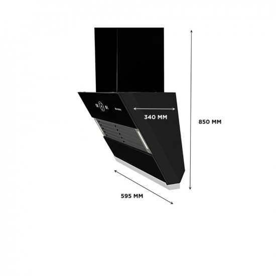 Faber 60 cm 1200 m3hr Slant Filterless Auto Clean Chimney 12Yr Warranty on Motor2Yr Comprehensive Italian Design HOOD VERTIGO FL SC AC BK 60 Touch  Gesture Control Black