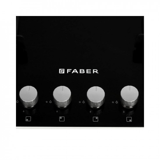 Faber 65 cm Hob, 4 Burner, Auto Ignition (HOB HTG 654 CRS BR CI) Black