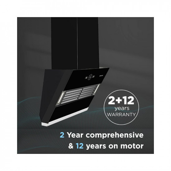 Faber 90 cm 1200 m3/hr Slant, Filterless Auto Clean Chimney, 12Yr Warranty on Motor(2Yr Comprehensive)|| Italian Design (HOOD VERTIGO FL SC AC BK 90, Touch & Gesture Control, Black)