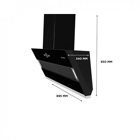 Faber 90 cm 1200 m3/hr Slant, Filterless Auto Clean Chimney, 12Yr Warranty on Motor(2Yr Comprehensive)|| Italian Design (HOOD VERTIGO FL SC AC BK 90, Touch & Gesture Control, Black)