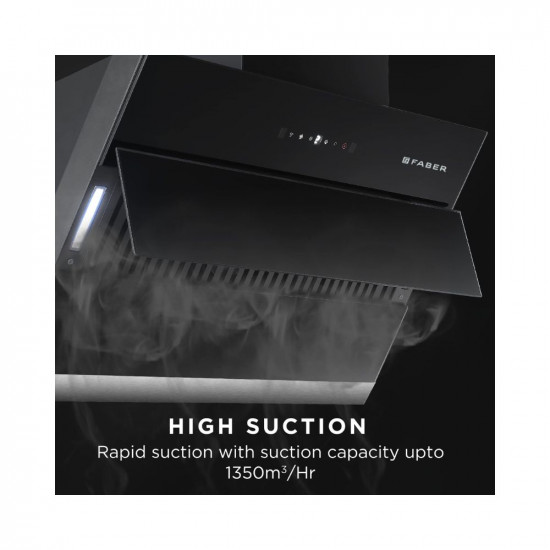 Faber 90 cm 1350 m³/hr Slant, Filterless Auto Clean Chimney,12Yr Warranty on Motor (2Yr Comprehensive), Italian Design,(HOOD BLISS FL SC AC BK 90, Touch & Gesture Control, Black)
