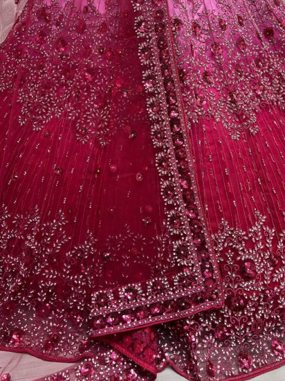 Fabulous Hot Pink Zircon Diamond Wedding Lehenga Choli