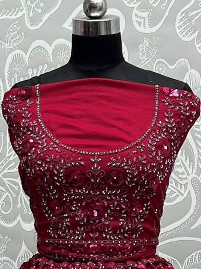Fabulous Hot Pink Zircon Diamond Wedding Lehenga Choli